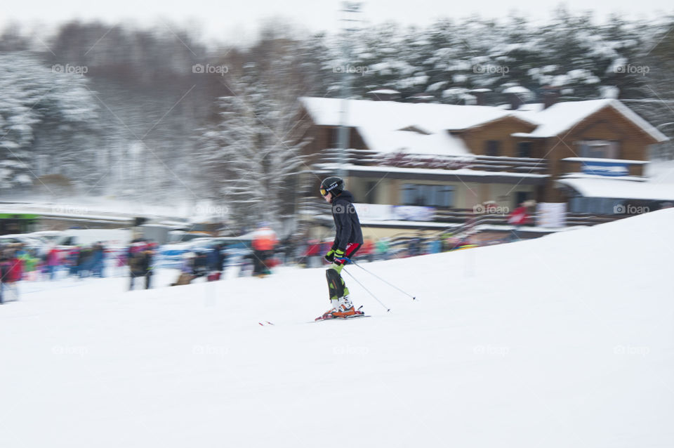 winter holidays. skating on dogs, sledding, snowboarding,