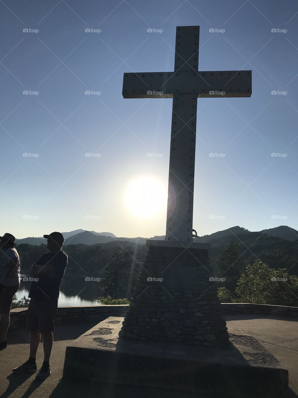 The Cross in the mountains above the lake