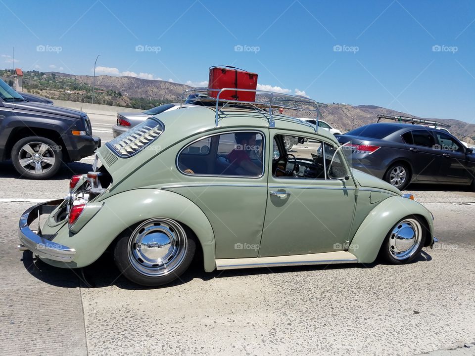 Old Volkswagen beetle on the road