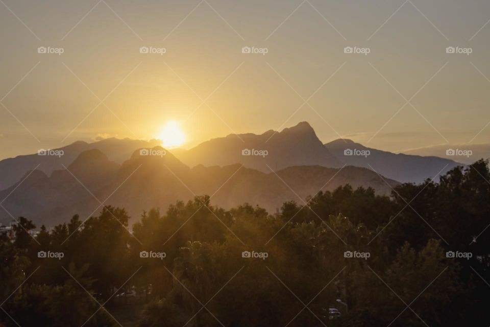 Beautiful sunset over the mountain