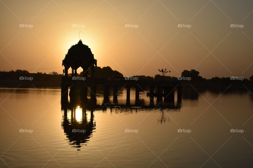 ancient monument in gadisar Lake Jaisalmer Rajasthan India