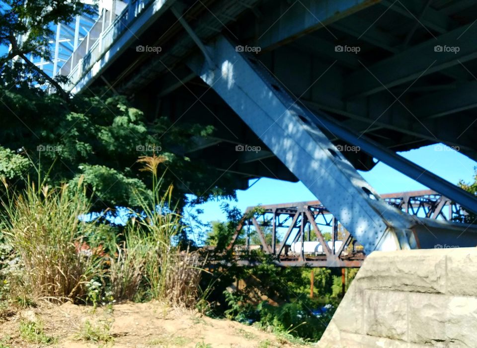 bridges in McKeesport with train going across