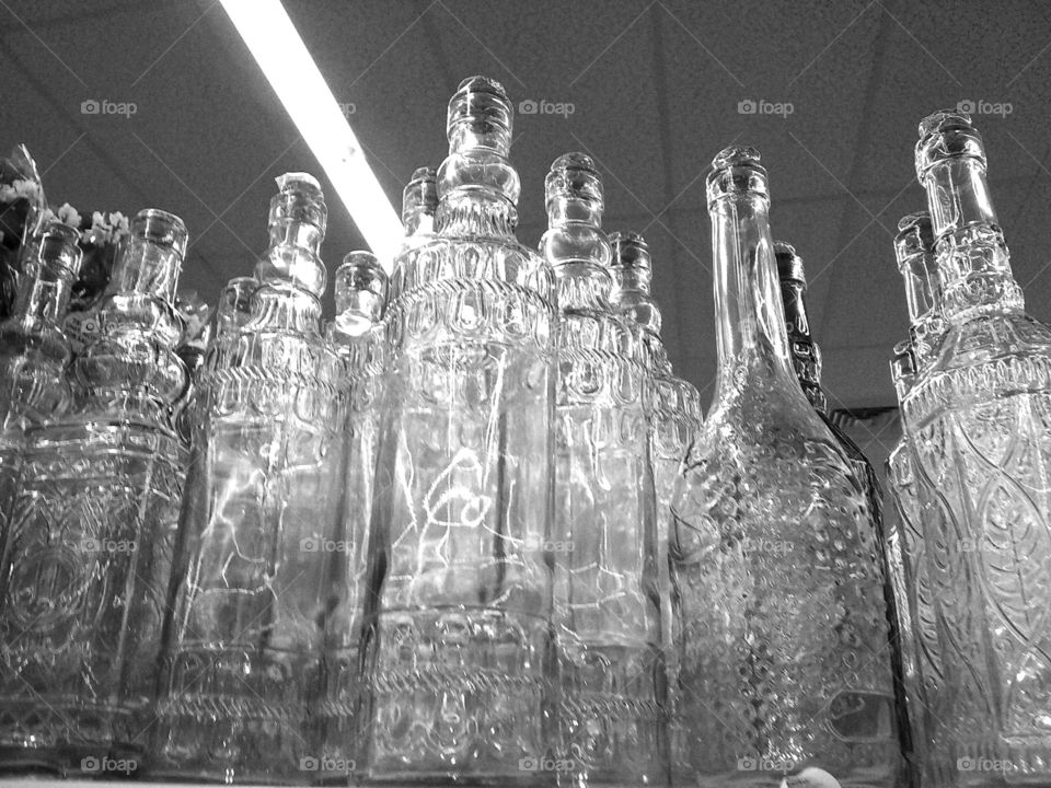 White clear bottles