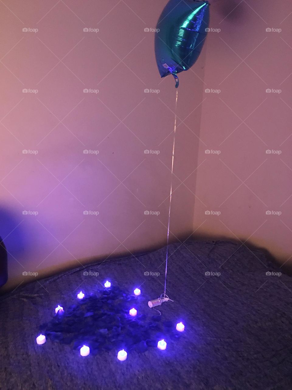 Bed romance birthday setup 