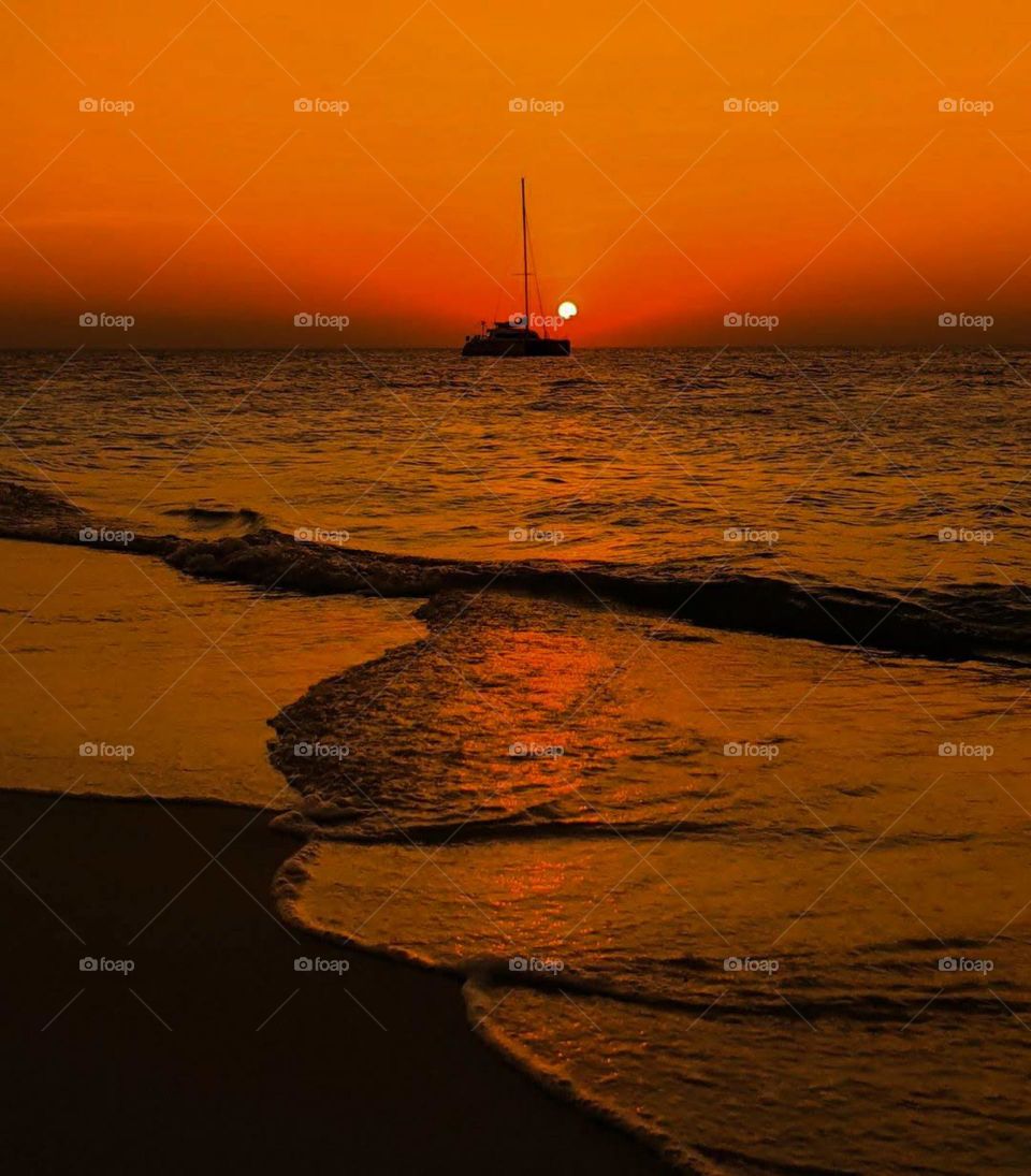 Sunset to Maldives island.