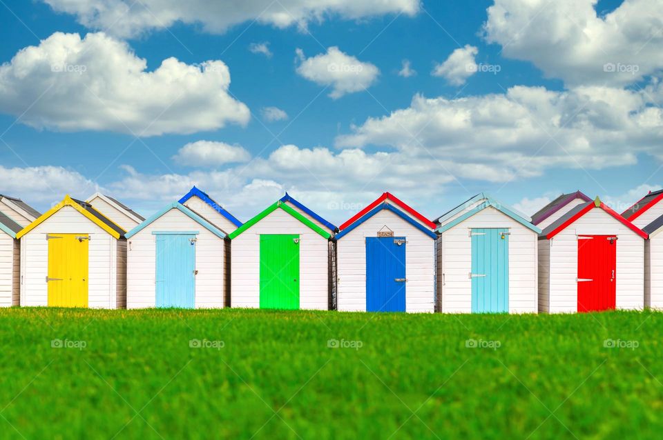Colorful beach huts.