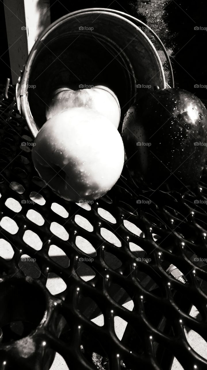 black and white apples