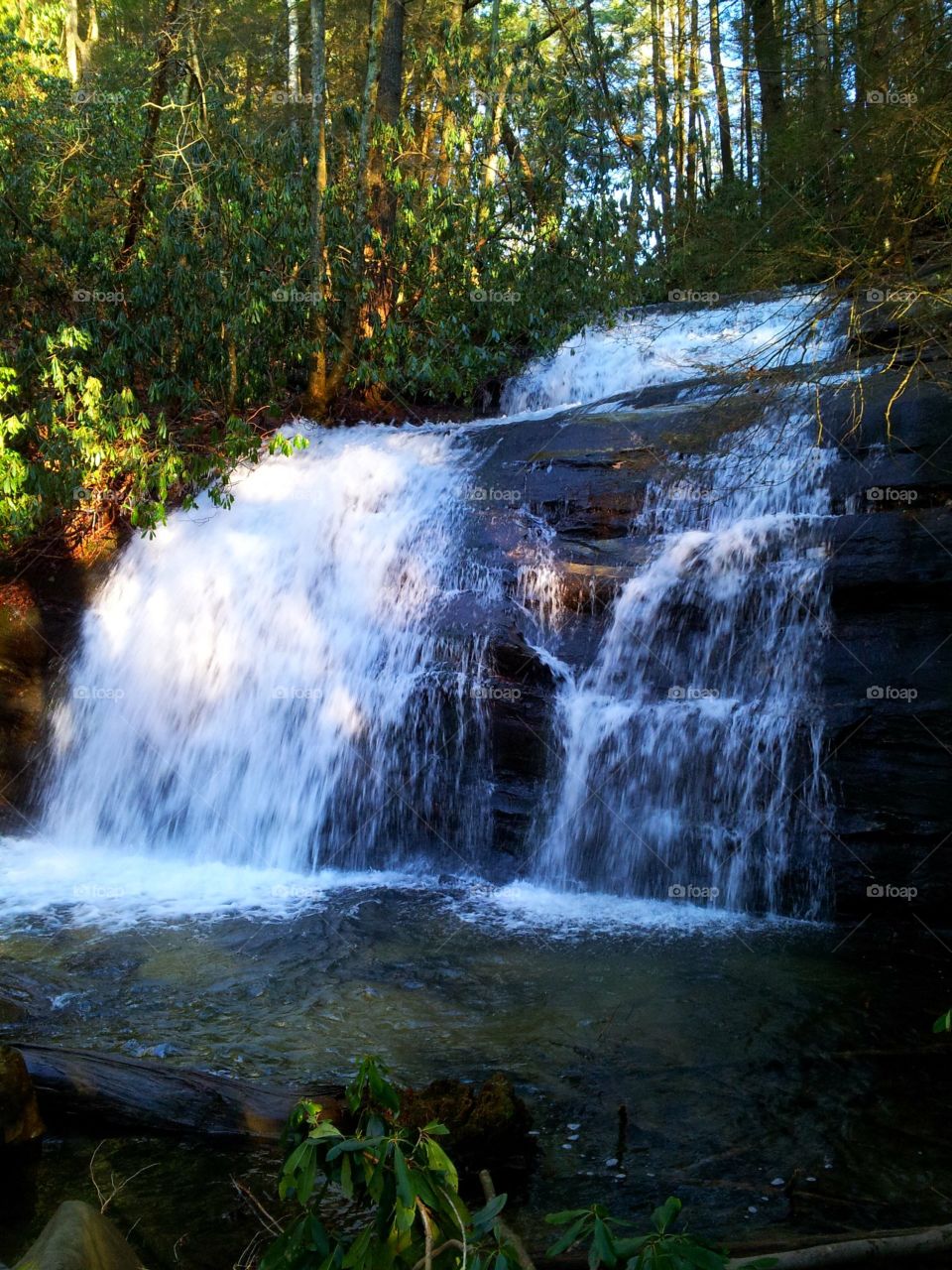 waterfall in winter. waterfall on the hiking trail