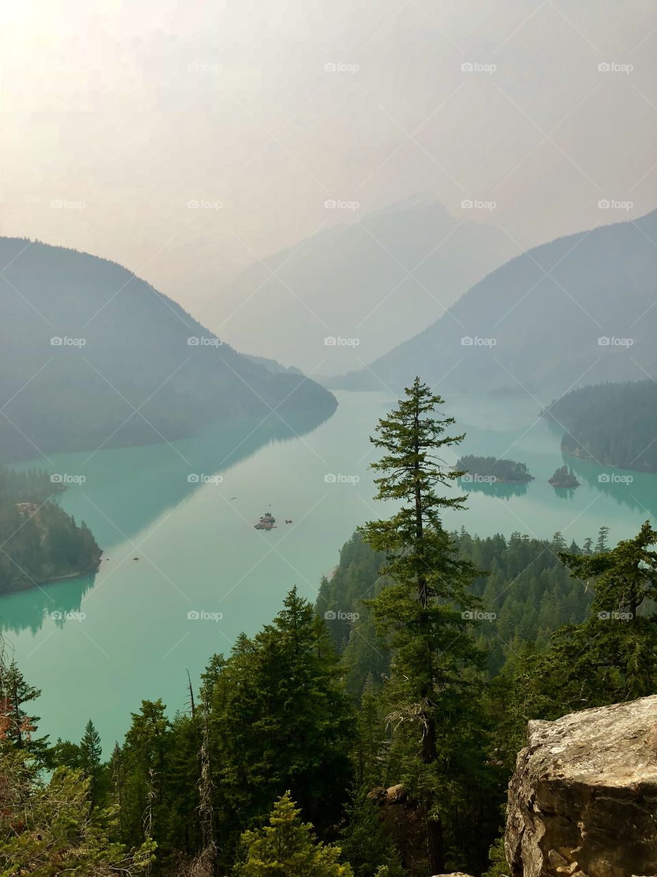 Diablo Lake North Cascades. National Park Forest Mountain Valley