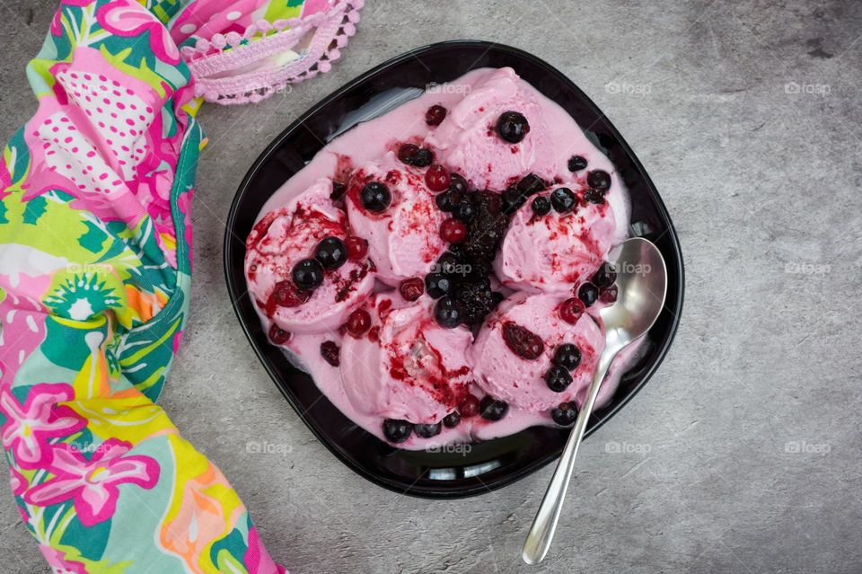 bowl of berry ice cream