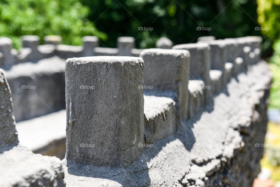 Rectangular cement stone castle structure