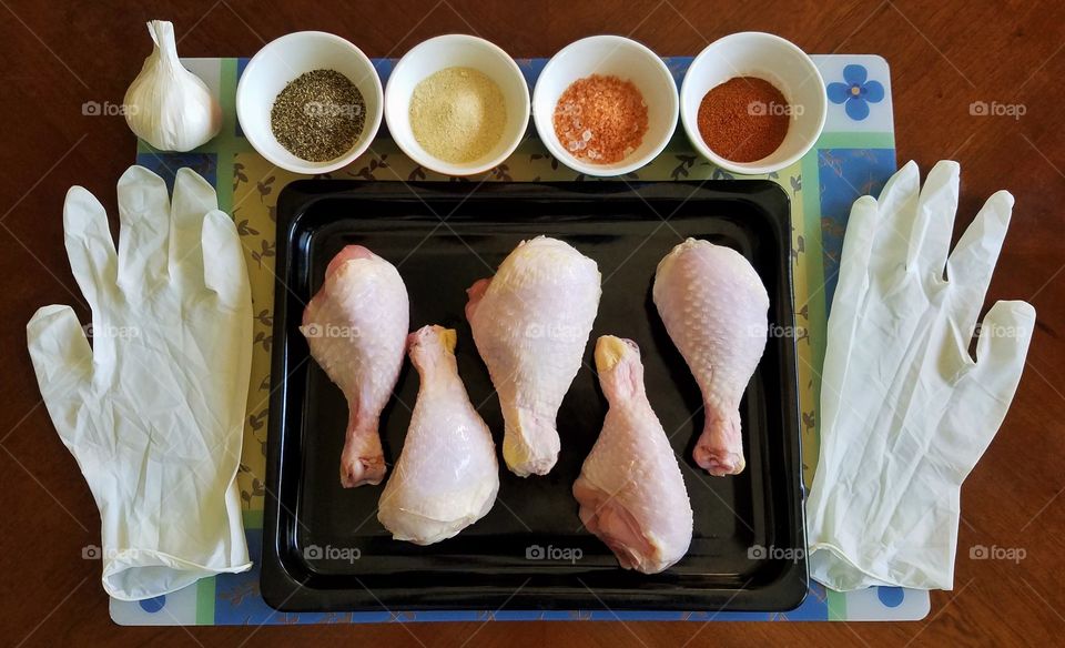 Preparing chicken dinner
