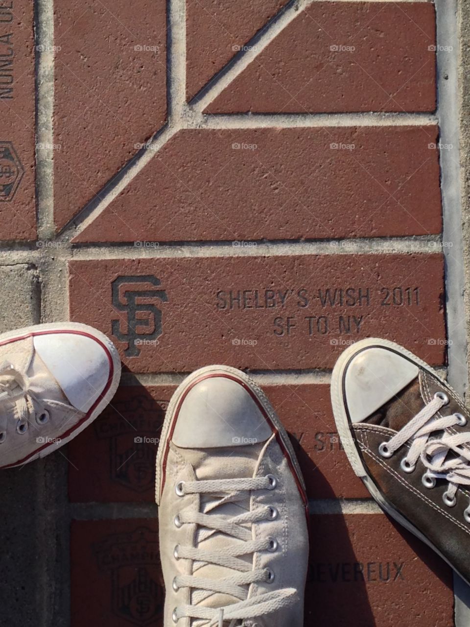 This photo is a photo of a brick commemorating a wish from The Wish Connection. The brick is located outside of AT&T Park in San Francisco, CA. Taken July 30, 2016.