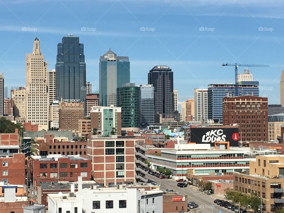 Partial Rooftop view of KC skyline. Hard work, productivity, socializing, brainstorming, and doing good. 