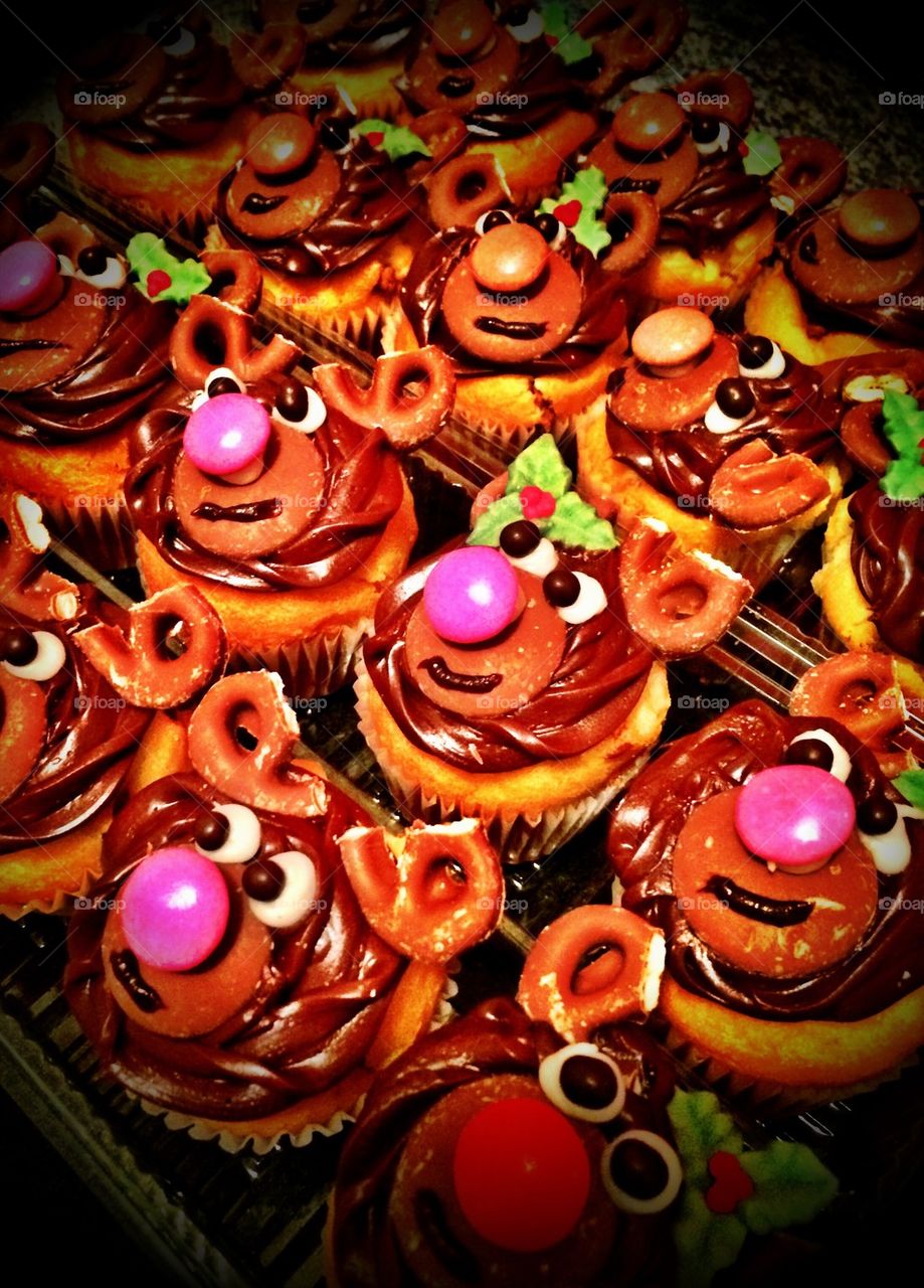 Christmas reindeer cupcakes