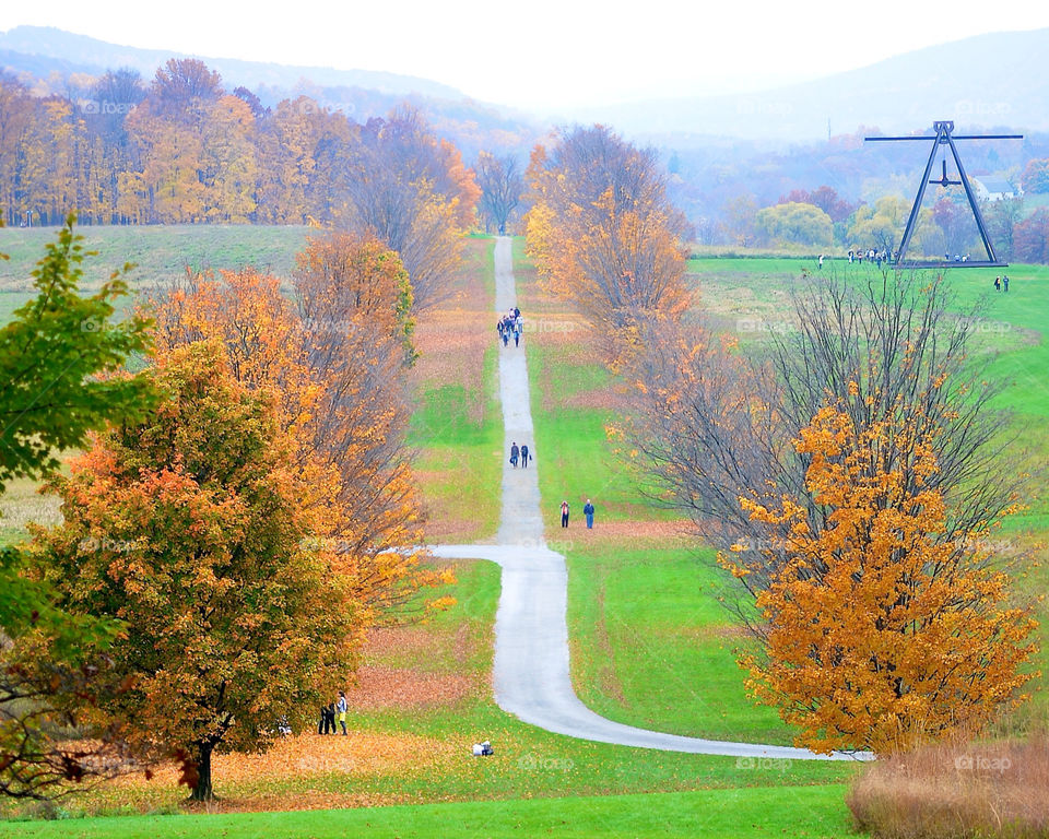 Storm King Sculpture Park. Autumn color in New York State.