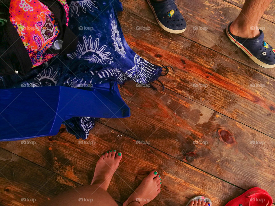 waiting for jumping into blue sea