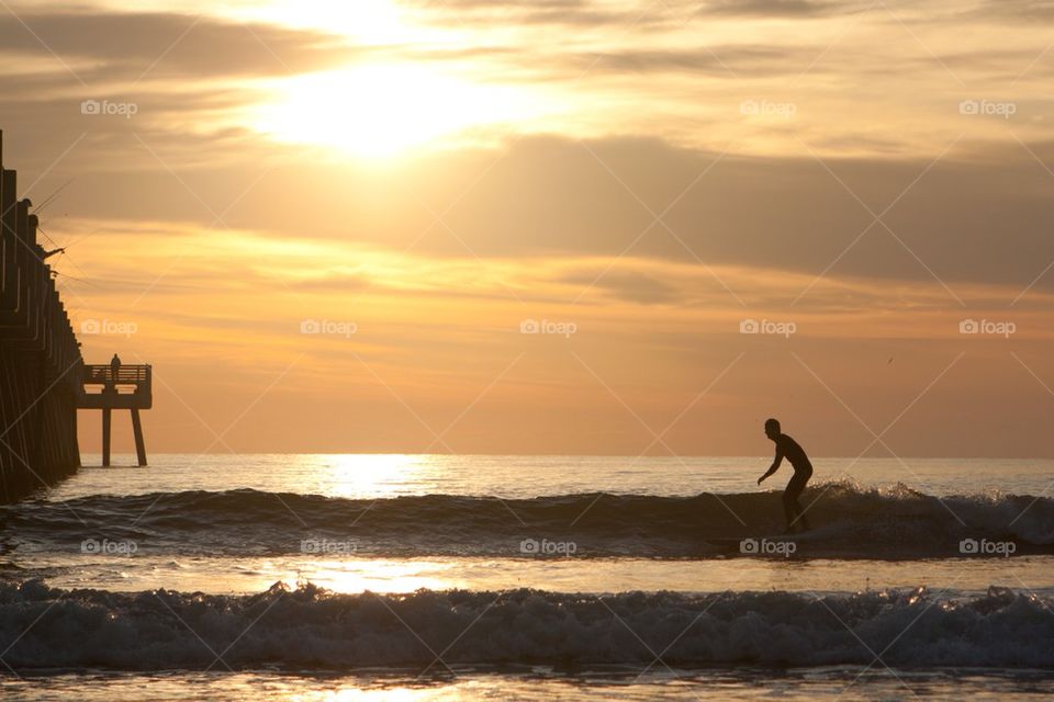 Surfing in the morning