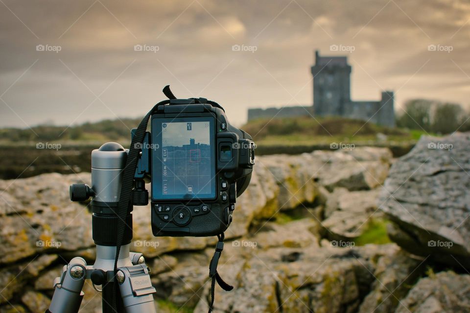 Taking shot of Dunguaire Castle at Kinvara bay in Galway, Ireland