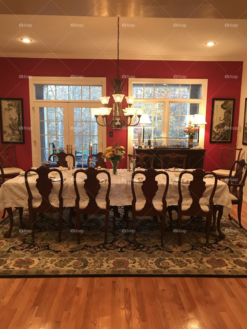 Dining room table during the holidays