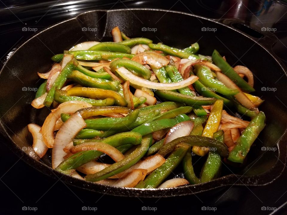 Green peppers and onions