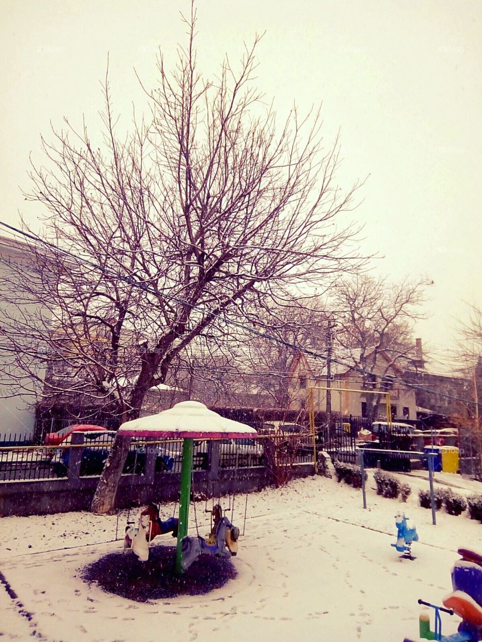 kindergarten playground in winter