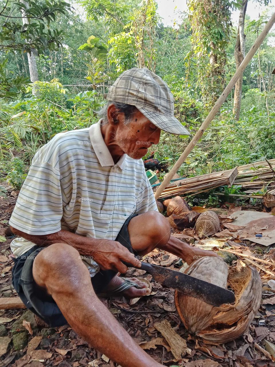 My father is a farmer in the village.