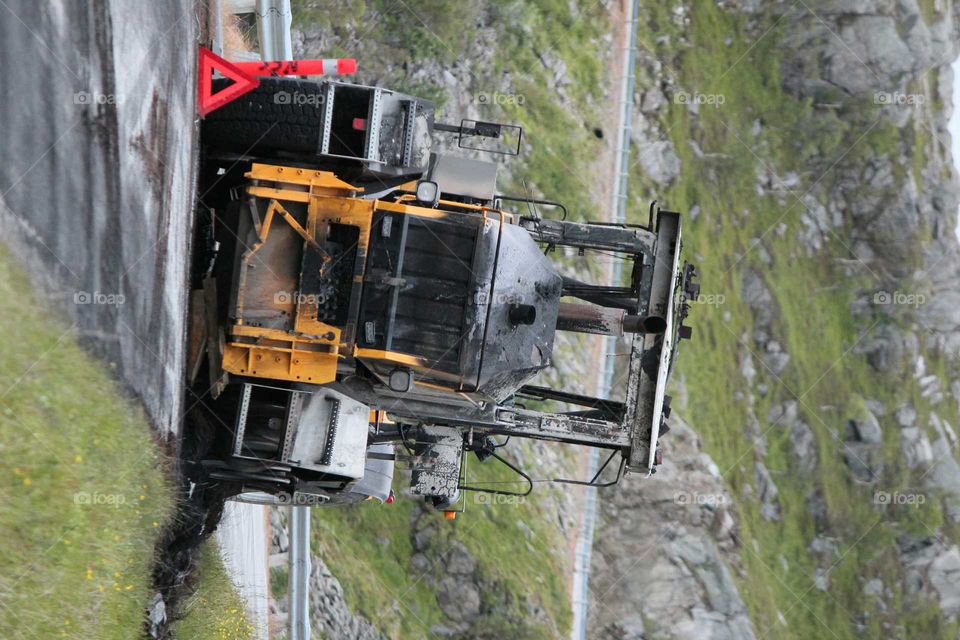 Shit happens. This machine caught fire and burned out. Nobody was hurt. Kvaløya, Norway.