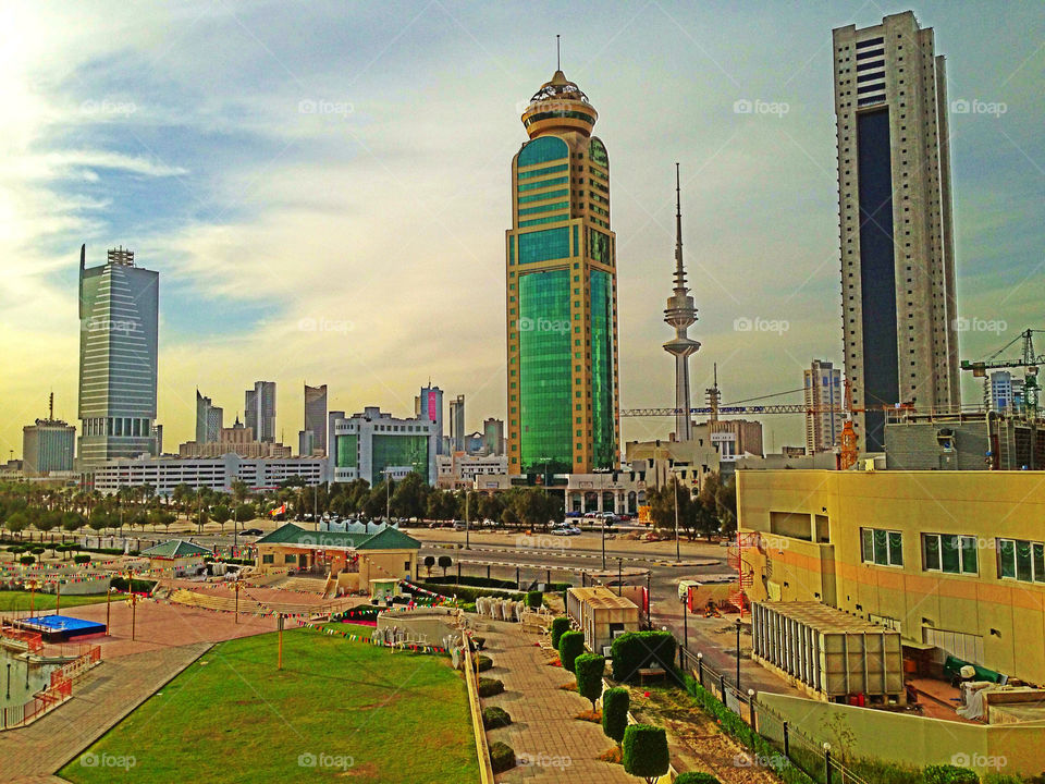 Kuwait city view  afternoon 19/3/13 from Rooftop Discovery Mall