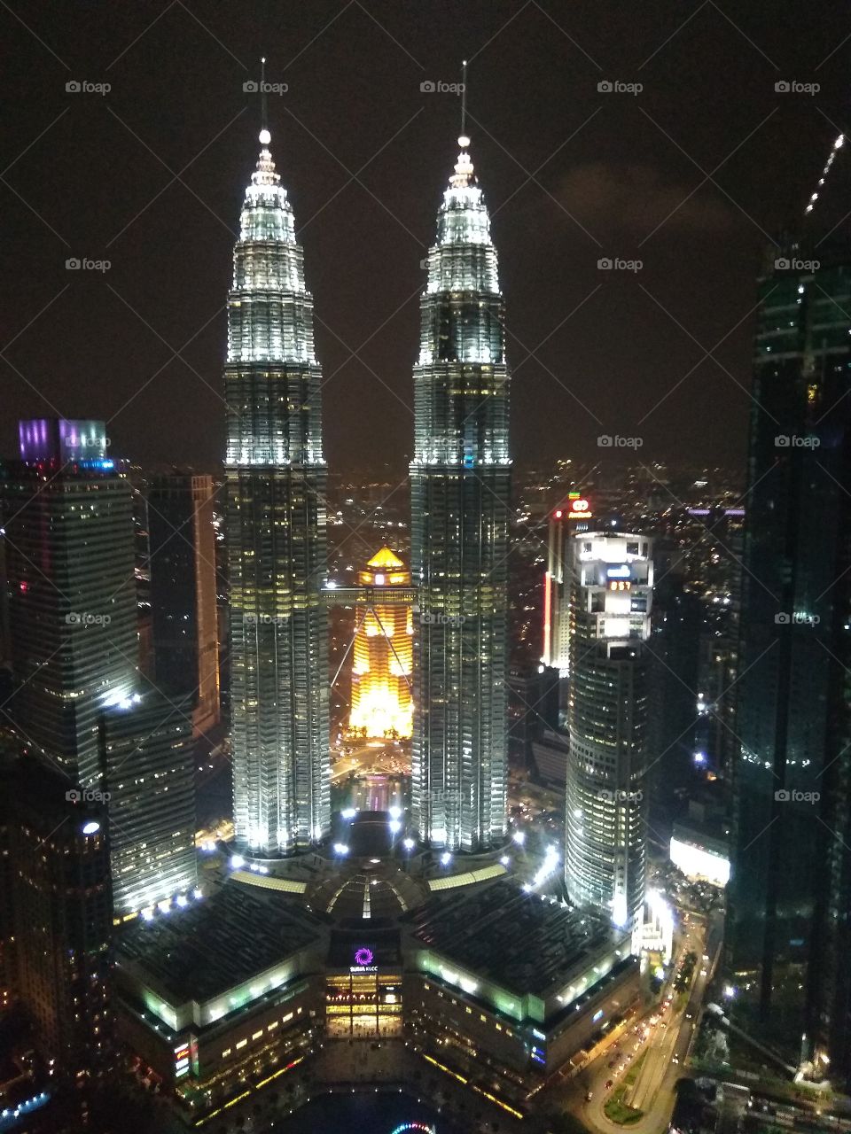 KLCC Twin Tower Night View From The Sky
