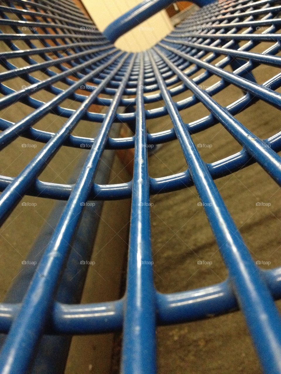 Blue wire bench