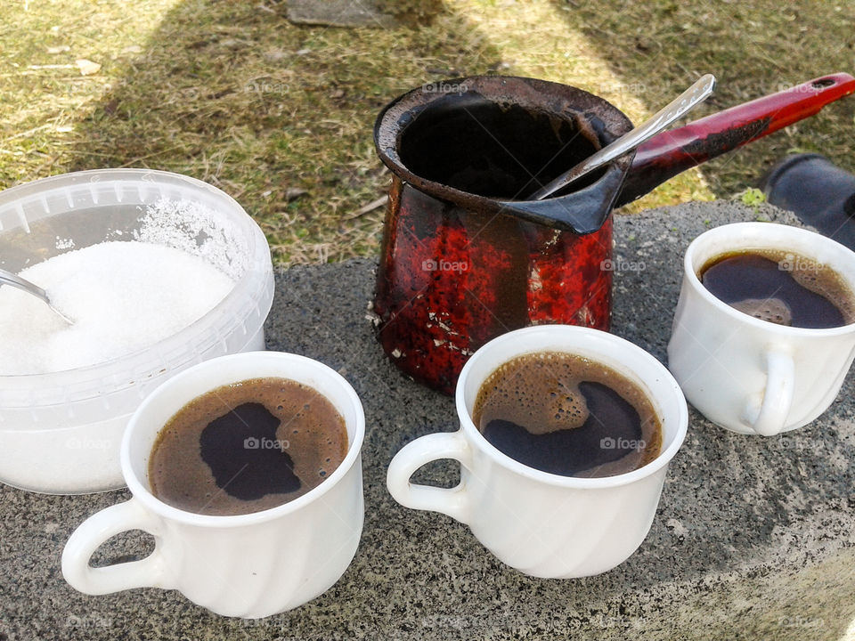 turkish coffee boiled in nature