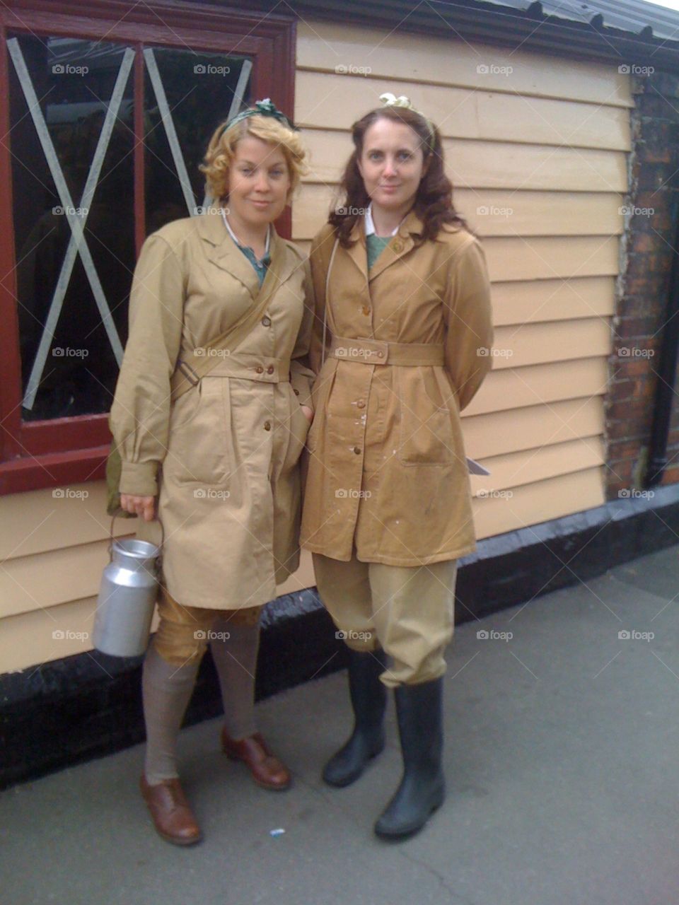 Girls in 1940's costume vintage