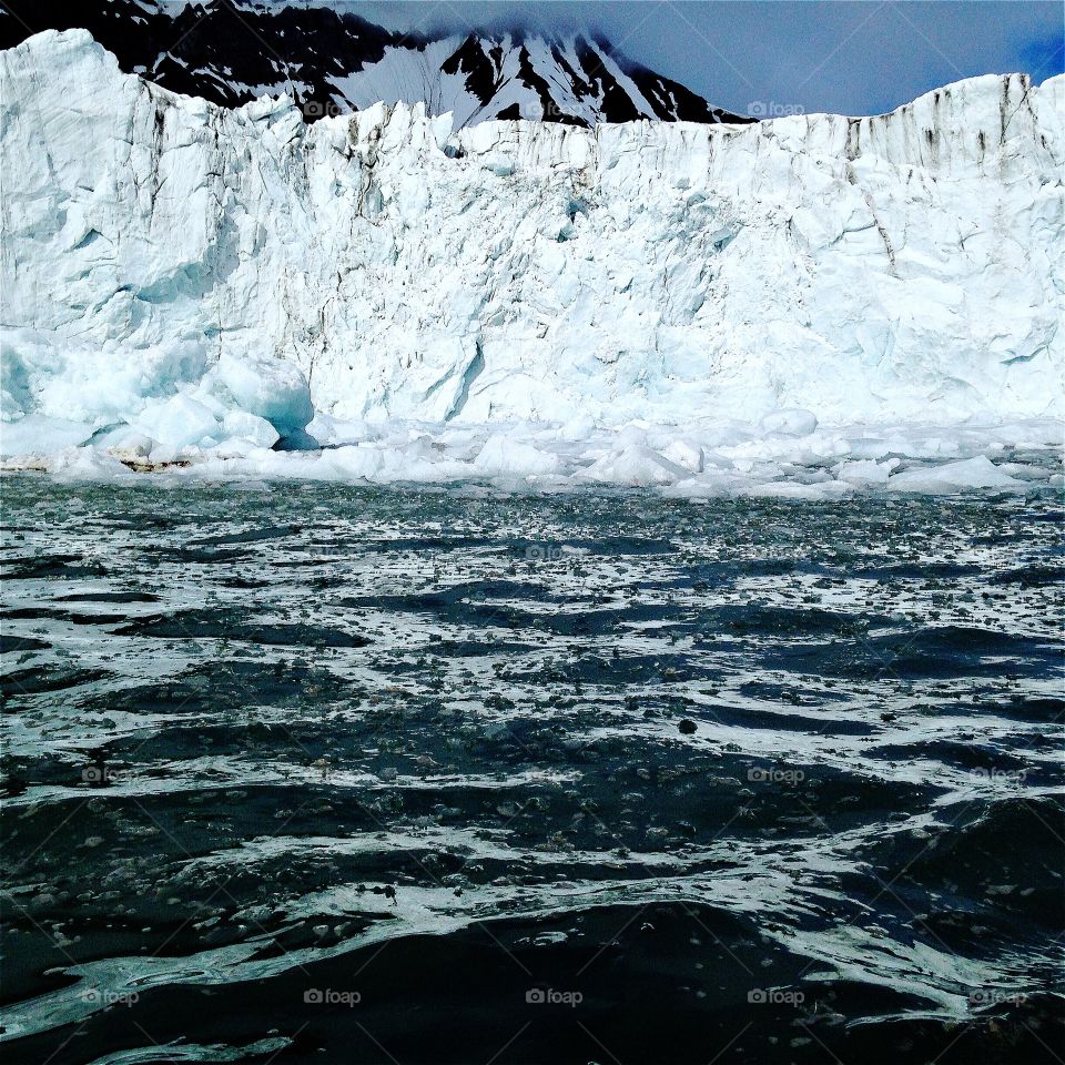 A glacier face of Svalbard, Norway.