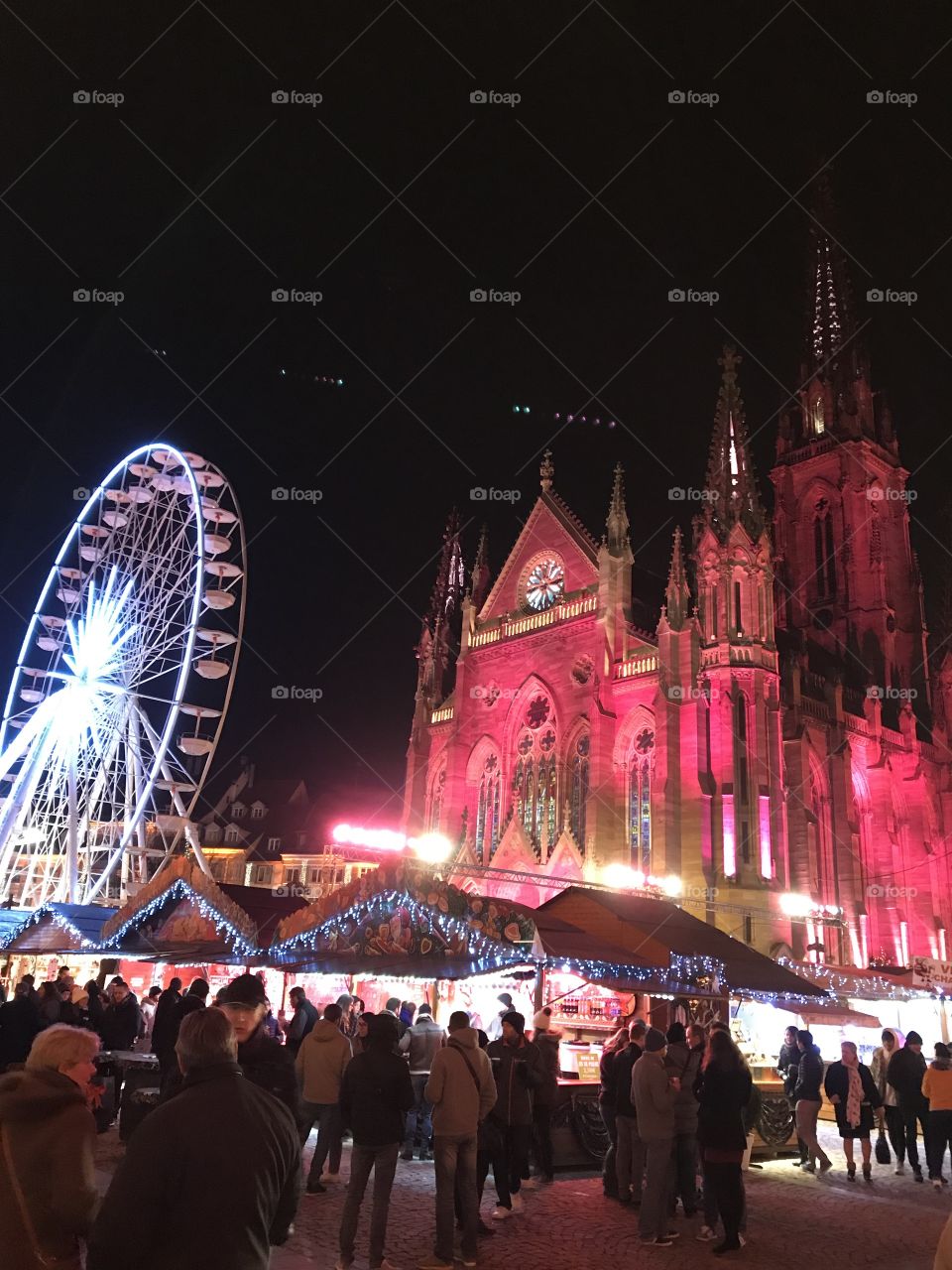 Christmas big wheel and cathedral in Mulhouse 