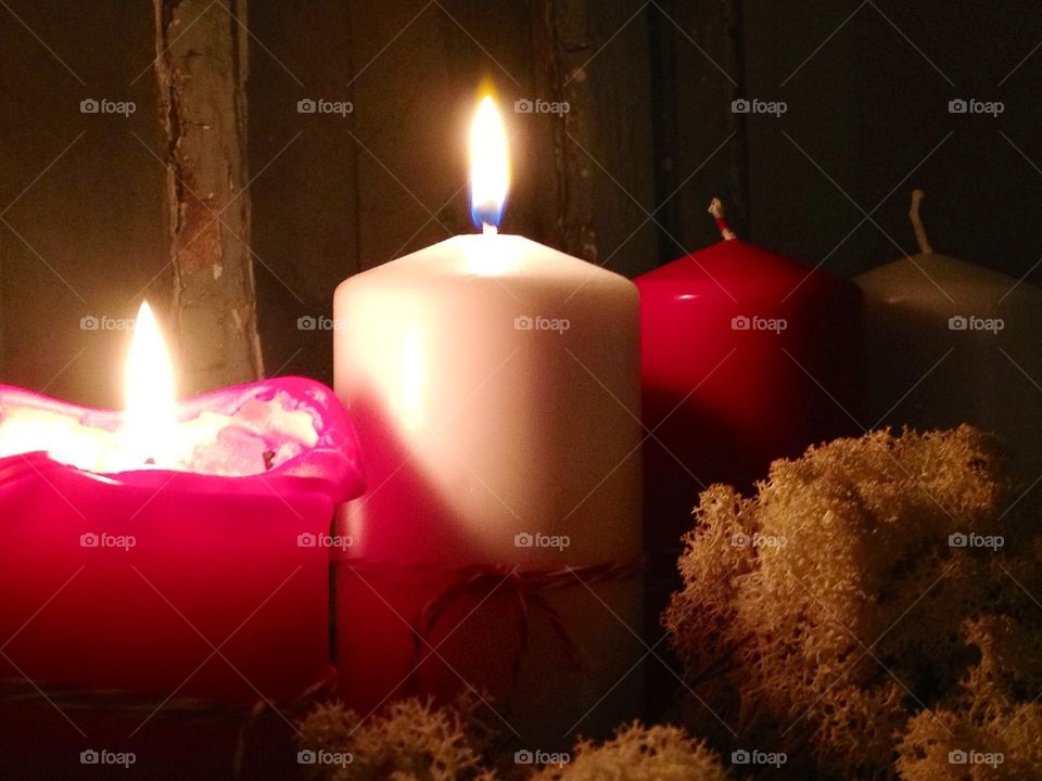 Close-up of illuminated candle