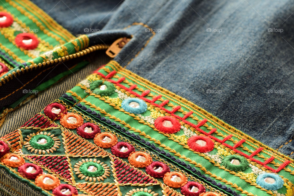 Close-up of creative design on textile