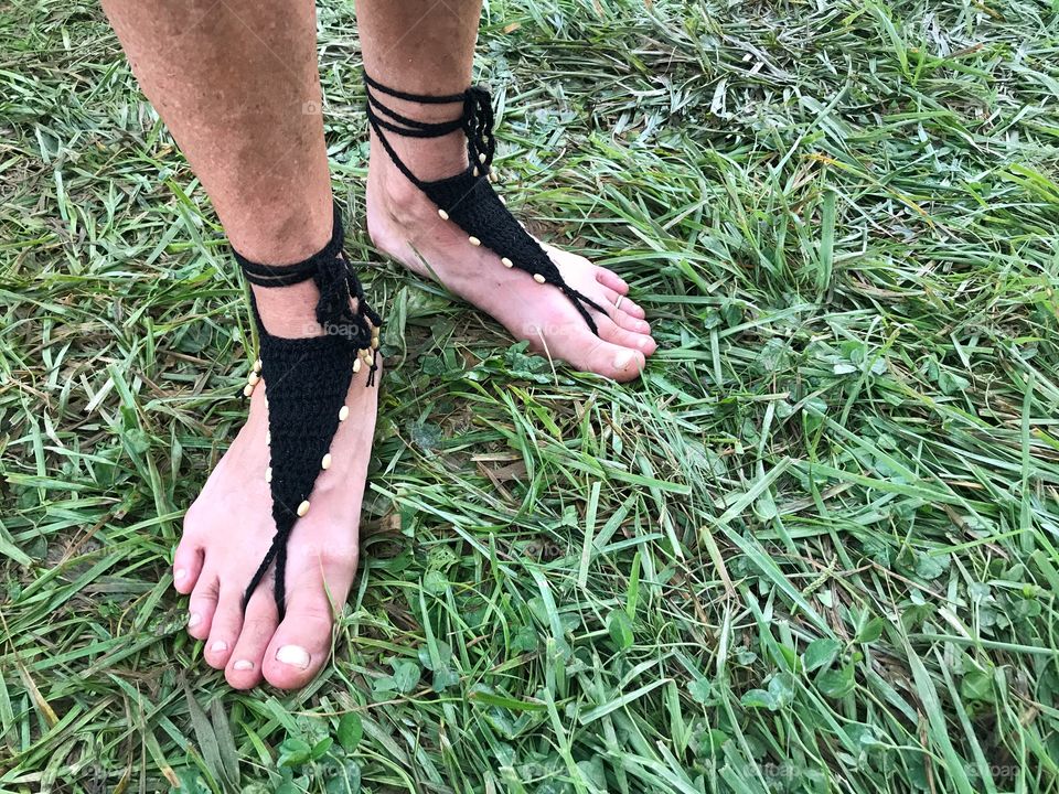 Black hippie woven sandals 