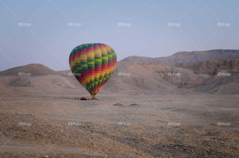 Hot Air Balloon landing in Desert, Luxor, Egypt