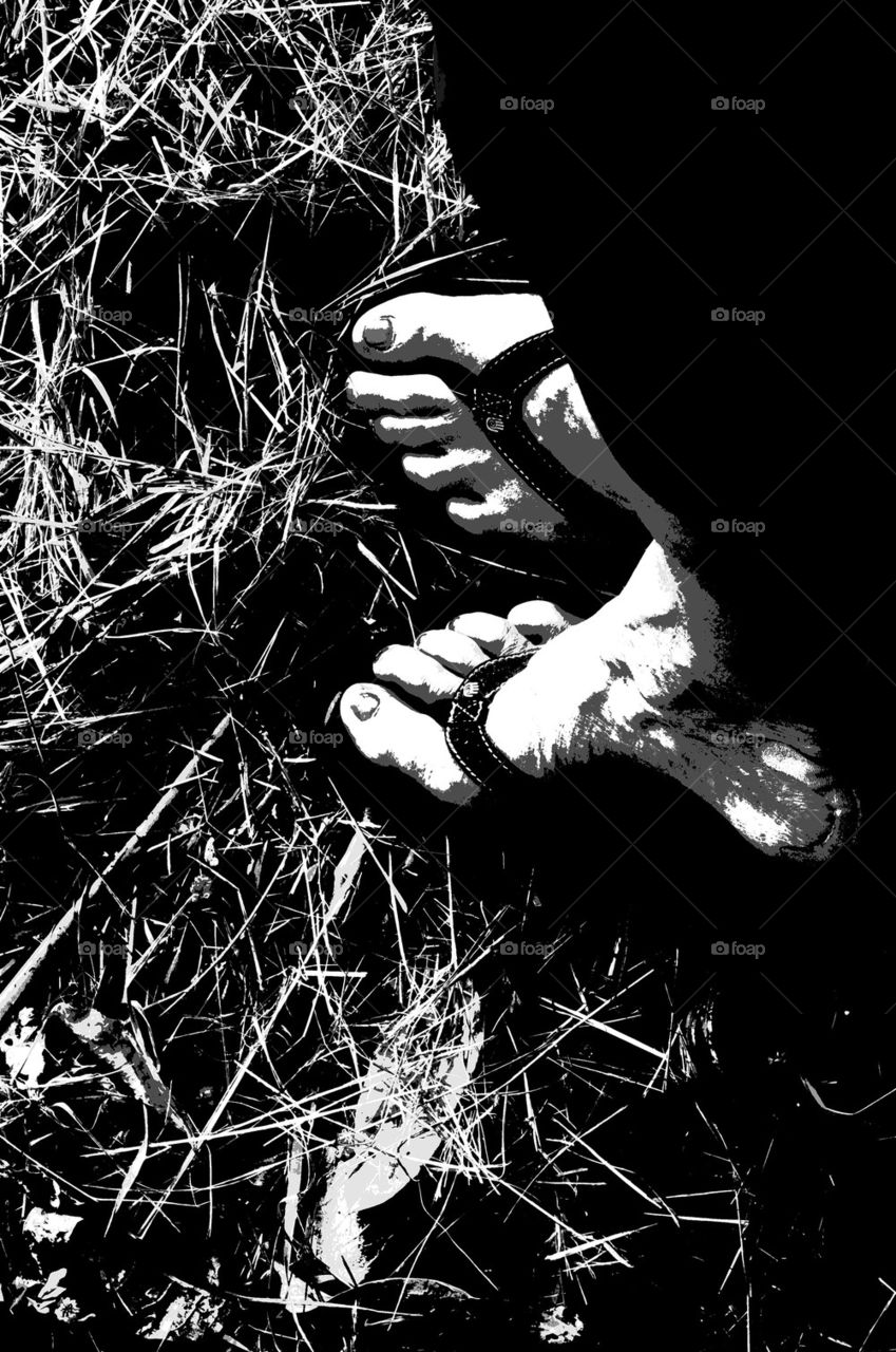 Feet selfie black and white