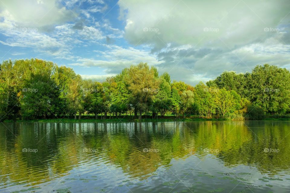 cloudy day over a City park