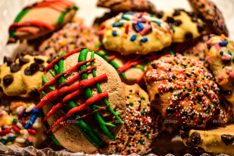 Colorful Variety Of Sweet Holiday Cookies Closeup