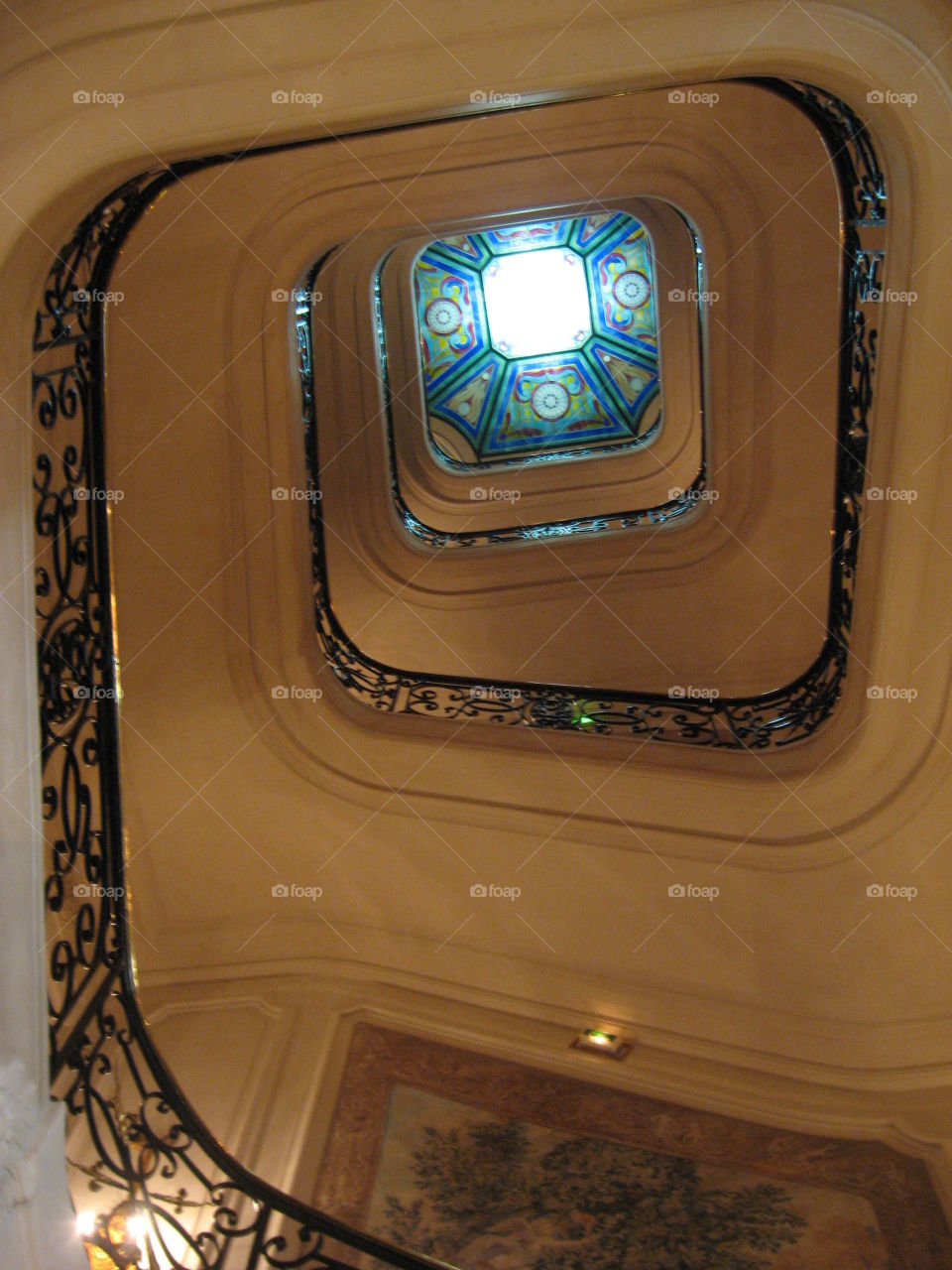 Looking up at spiral staircase. Looking up at spiral staircase