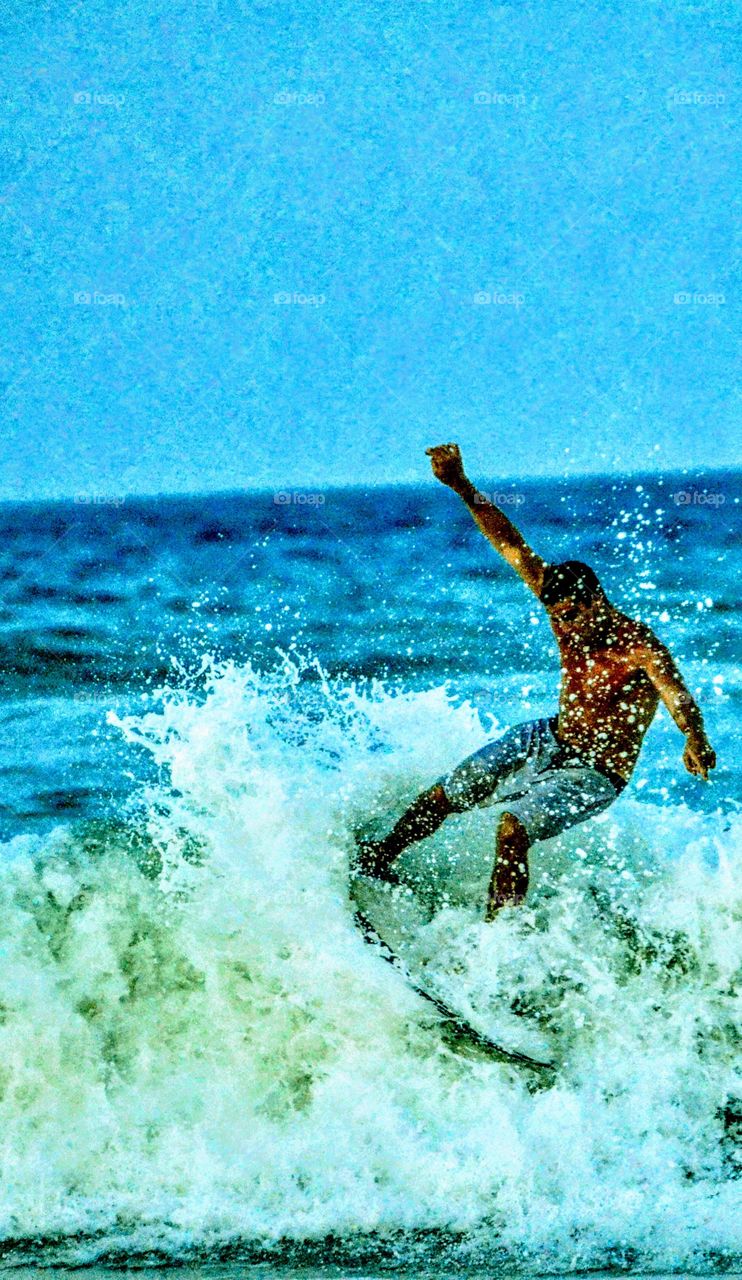 Surfer In Waves Heavy Turn