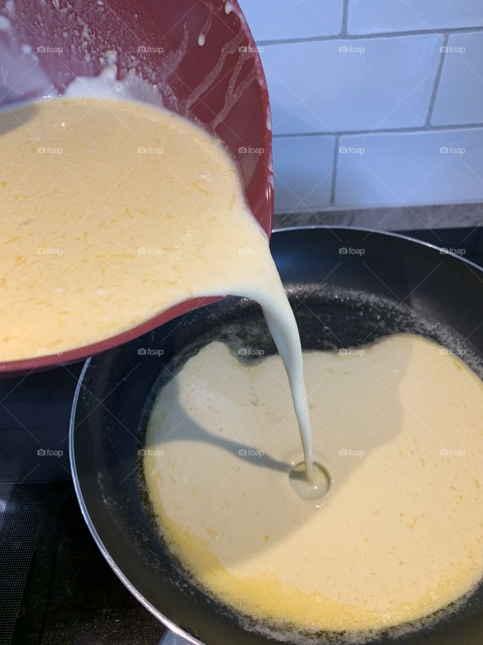 Pour the batter into the pan