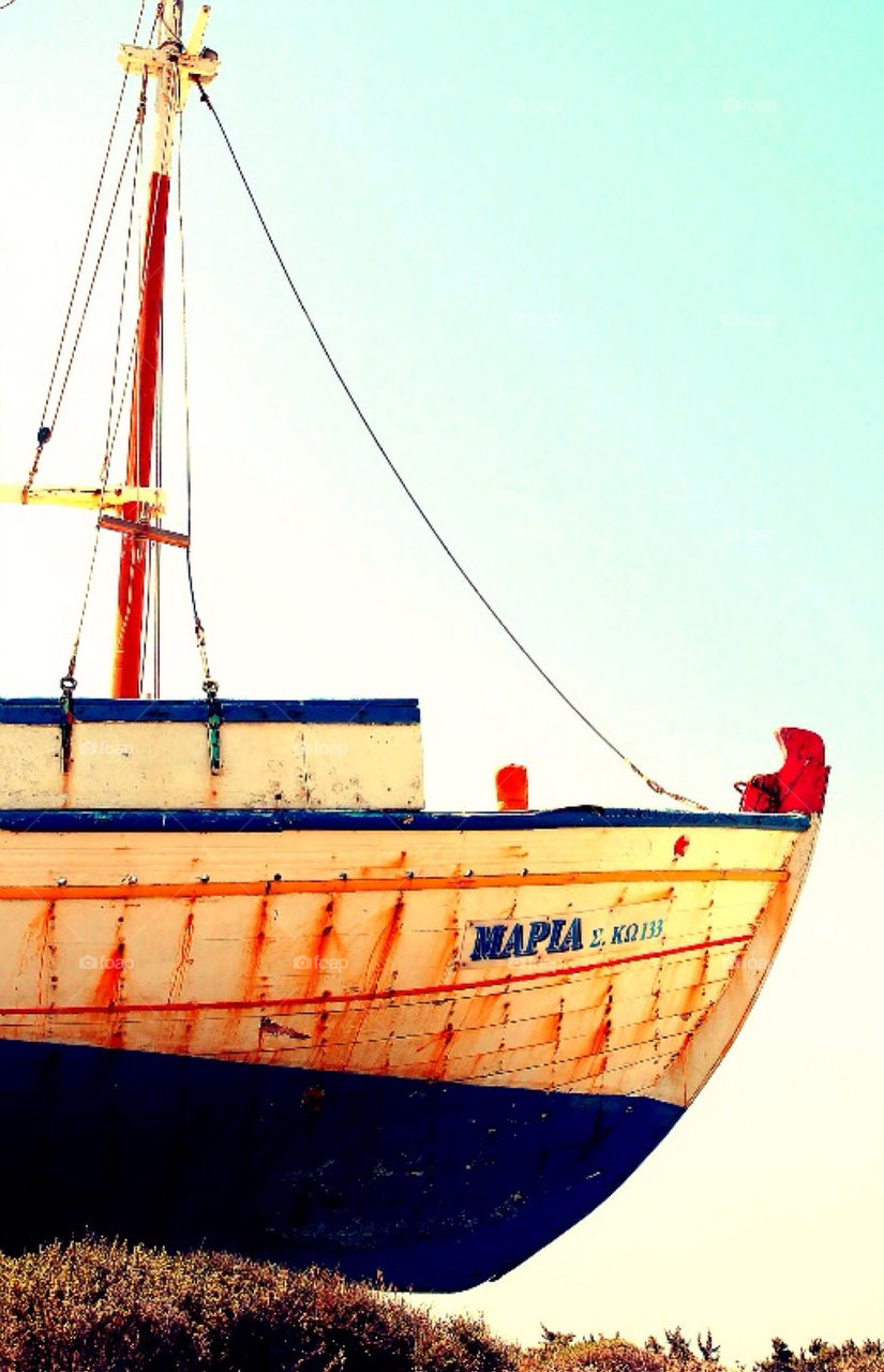 A stranded greek fishingboat
