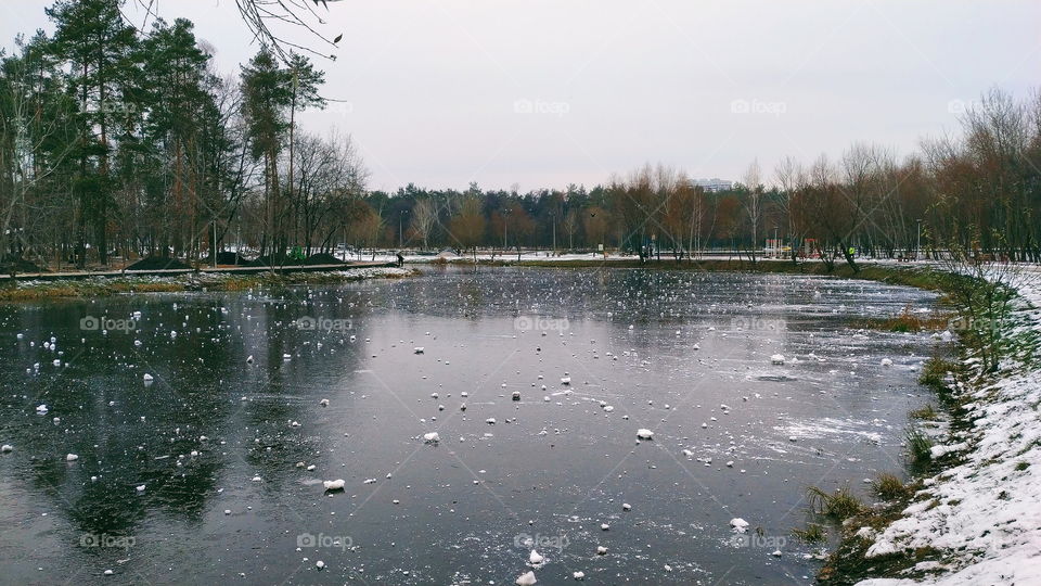 winter park landscape in the city of Kiev, Ukraine