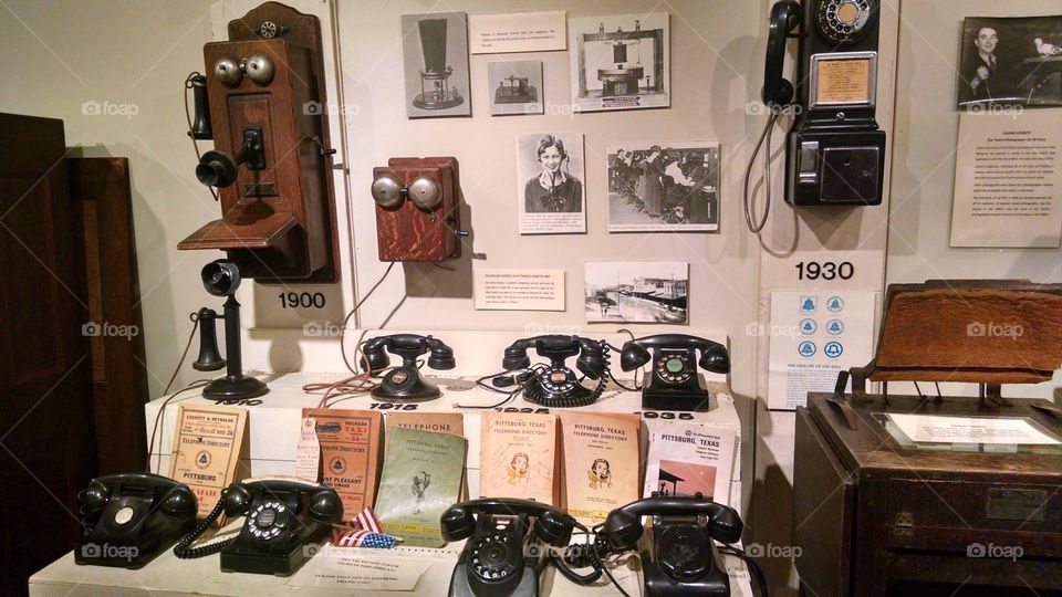 Collection of old telephones
