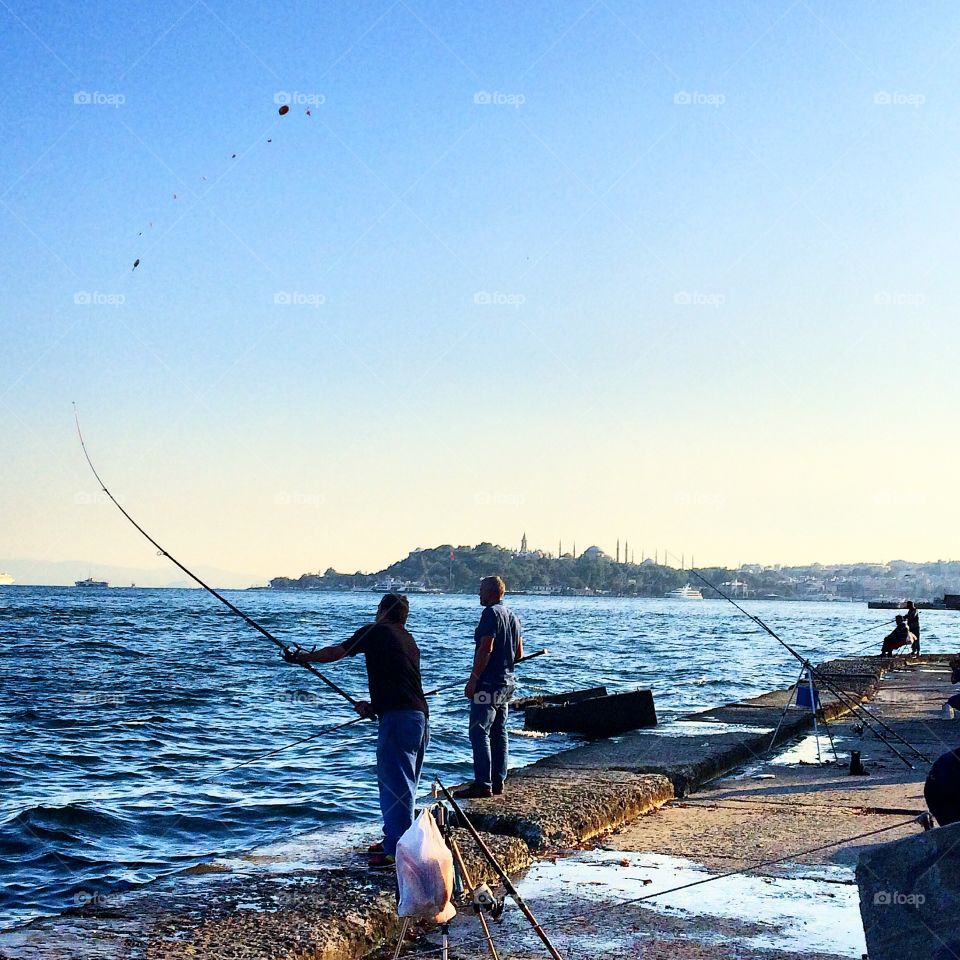 Fishing in Istanbul bosphorus