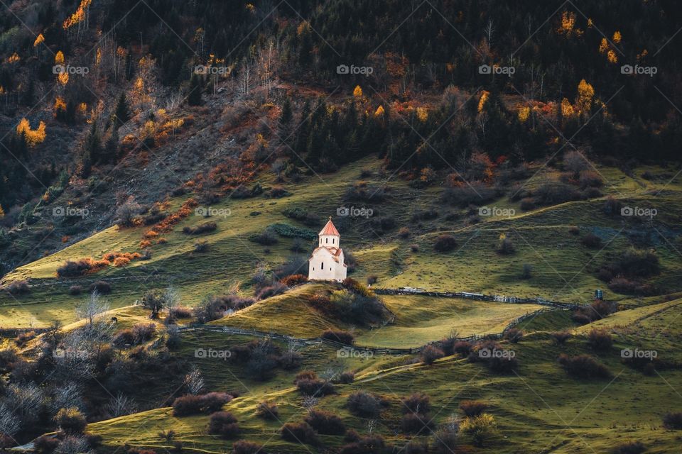 Small church in the mountains 